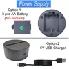 RGB 3D Night Light 4mm Acr￭lico Ilus￣o Base Bateria ou L￢mpadas de decora￧￣o alimentadas por USB 5V com interruptor de toque Crestech