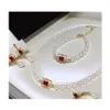 Collier de boucles d'oreilles habitude 67 mm blanc natural natural ewater perle bracelet rouge cz sqaure raccords beaux bijoux ensembles pour les femmes drop dhynl