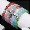 Beaded Fashion Design Colorf Glass Crystal Natural Flash Stone Bead Bracelet For Women Men 8Mm Dl Polish Frosted Moonstone Elastic D Dh2Lk