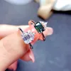 Anelli a grappolo 2022 Anello di Moissanite verde/bianco per gioielli da donna Rettangolo con taglio a gemma di fidanzamento in argento 925 regalo di compleanno
