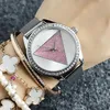Montre-bracelet de mode pour femmes fille cadran de style cristal triangulaire en métal bande d'acier montres à quartz GS22318I