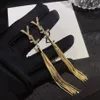 18K Brincos de ouro de 18K Designers de marca de luxo Cartas de estudos Imprimir impressão de arco geométrico exagerado feminino tassel tassel pérola brinco de casamento festas judeu jewerlry presente