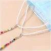 Sonnenbrillenrahmen Lureen Antilost Farbige Perlen Gesichtsmaske Lanyards für Mädchen Rutschfeste Brillenketten Kordelband Halskette Schmuck Drop Dhwiy