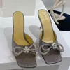 Хилы новизные тапочки Mach Женские сандалии дизайнер дизайнер с стразами хрустальный лук