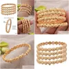 Bangle 4pcs/lote redonda 24k color dourado dubai pulseiras para mulheres pulseiras de noiva Ethiopian/França/Africana/Dubai Jóias Gif Dhrrg