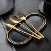 Dinnerware Sets Portable High Quality Spoon Fork Knife Cutlery Dinner Set Black Box Western-style 3 Piece