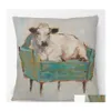 Coussin / Oreiller Décoratif Main Peinture Animal Vache Dans Canapé Canapé Coussin Ers Maison Décoratif Art Moderne Casecushion / Goutte Décorative Dhh4G