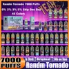 Original RandM Tornado puffs 7000 Cigarrillos electrónicos desechables Pod Device 7000 puff Potente batería Cartucho precargado de 14 ml Bobina de malla Luz RGB Vape Pen kit VS randm 7k