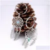 Key Rings Antique Sier Tassel Beads Feather Dreamcatcher Keychain Women Wind Chimes Chain Leaf Car Bag Decoration Indian Style Drop Dhry0