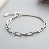 Link Bracelets Retro Thai Silver Geometric Oval Plated Jewelry Stitching Chain OT Buckle TYB131