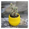 Planters Pots Colourf Round Plastic Plant Flower Pot Planter Garden Bed Home Office Decor Desktop Drop Delivery Patio Lawn Supplies Dhh2O