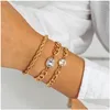 Bransoletki Charm Ingesight.Z 3pcs/Set Grube Bransoletę Kubańczyka z kryminestonem dla kobiet mężczyzn steampunk Hip Hop Twisted Rope łańcuch d dhpmn