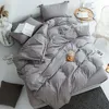 Sängkläder uppsättningar 2022 linnebedark fyrdelar set dubbel 1,8 m täcke täcker ren färg enkel