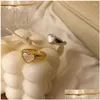 Cluster ringen Anenjery Sier Color Love Heart Shell Ring For Women Gold Fashion Farty Wedding Juwelen vinger geschenk SR952 Drop Delivery DHN2Q