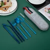 Dinnerware Sets 304 Stainless Steel Tableware Hanging Cup Spoon Creative Travel Portable Cutlery Set Of Seven Simple