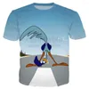 남자 T 셔츠로드 러너 Wile E 코요트 시리즈 셔츠 남성 여성 3D 인쇄 참신 패션 Tshirt 힙합 스트리트웨어 캐주얼 여름 상판
