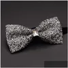 Bow Ties Designer Mens Diamond Party Party Suital Suital Double Fabric Bowtie Business Necktie Butterfly Knot1 Drop Deliver