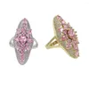 Anéis de casamento Promoção Preço da fábrica VINTAGE PARA MUNIMAS cor de ouro Iced Out Bling Pink Crystal Fashion Jewelry elegante CZ