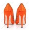 Heelslover Neue Damen Pumps Strass Sexy Stiletto Heels Spitzschuh Schöne Orange Partyschuhe Damen US Größe 5-13