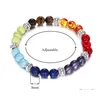 Perlé Réglable 7 Chakras Bracelets 8Mm Pierre Naturelle Perle Élastique Yoga Bouddha Oeil De Tigre Bracelet Pour Femmes Hommes En Gros Drop Del Dhm4P