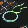 Bracelets De Charme À La Main Turquie Bleu Mauvais Œil Pour Les Femmes Tressé Corde Corde Fatima Perles Chaîne Bracelet Bijoux De Mode Cadeau Drop Deliv Dh5Ye