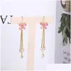 Dangle Lustre Boucles d'oreilles Nbiu Délicat Mticolored Zircon Fleur Pour Femmes Or Couleur Laiton Gland 2022 Bijoux De Mode Drop Deliv Dh7Xy