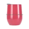 Mugs 12Oz Wine Tumbler With Lid Stainless Steel Egg Shaped Double Walled Insated Vacuum Red Glasses Stemless Coffee Cup Drop Deliver Dhiaz