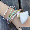 Urok Bracelets 2022 Spring Ręcznie robione zestawy bransoletki białe Symised Pearl Beaded Colorf For Women Ocean Go to Beach Fashion Summer Dhug4