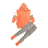 衣料品セット秋の女の子のオレンジ色のテーマルーズステッチスリーブレギンススーツセーター2ピースセット子供3 9