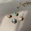 Hoop Earrings Small Pearl For Women Abalone Shell Gold Huggie Hoops