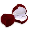 Jewelry Pouches Simple Exquisite Rose Pattern Red Ring Box Pillow Storage Case