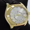 Luxury Sky Dweller 326138 18K42mm Yellow LeatherGold Brand New Automatic Machinery Mens Watch Men's Wristwatches3288