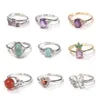 Solitaire Ring Natural Crystal Wholesale Gemstone Rings Bk Sier Womens Healing Jewelry Faceted Amethyst Oval Larimar Carnelian Heart Dhijp