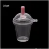 Other Jewelry Components 10Pcs Mini Frappuccino Cup Coffee Dollhouse Miniature Simation Plastic Cake Cream Cups Keychain Making Drop Dh4Me