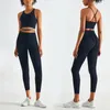 Active Set Summer Sports Suit Female Winding Shoulder Straps Cross Bh Pocket High midja naken Legging 2 PC Fitness Yoga Set