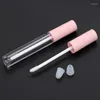 Storage Bottles 10 Pcs 3.1Ml Pink Matte Cover Round Lip Gloss Tube Lipstick Wholesale Container X003