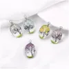 Charms Designer Creative Dried Flower Pendant f￶r ￶rh￤nge Halsband Kvinna Fashion Glass Oval Ball Pressed Diy Jewelry Making Drop Del Dhwos