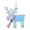 Christmas Decorations Wooden Painted Elk Shape Pendants Pattern Plywood Originality Personality For Tree Kids Gifts Room Decoration
