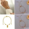 Pulseras con dijes Llegada Pulsera ajustable Brazalete para mujer Captivate Bar Slider Brillante Acero inoxidable Color oro Joyería Drop D Dhpji