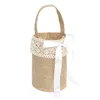 Gift Wrap Wedding Flower Girls Basket Linen Burlap For Vintage Rustic Table Decoration Baby Shower Party Candy Bag
