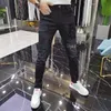 Elmas Erkek Kot Moda Marka Adam Sıkı Pantolon 2023 Yeni Ağır Zanaat Baskı Streç Fit Çok Yönlü Siyah Erkek Kalem Pantolon