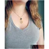 Pendant Necklaces Lava Rock Bead Necklace Feather Leaves Aromatherapy Essential Oil Diffuser Stone Gold Sier Chain For Women Jewelry Dhjso