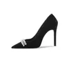 Dress Shoes Elegant Pearl Stiletto Heeled Pumps Women 2023 Spring Basic Pointed Toe Black High Heels Shoes Woman Slip on Solid Party Shoes 221224