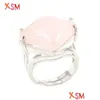 Wedding Rings Xinshangmie mode Resizable Ring Natural Rhomboid Red Stone Rose Quartzs Lapis Lazi For Women Reiki Sieraden Gift 1 D Dhive