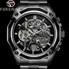 Формирование автоматическое механическое мужское наручные часы военные спортивные спортивные часы мужской бренд роскошные черные стальные скелет New Man Watch 8130 Y283N