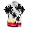 M￤ns avslappnade skjortor man sommar strand tr￤dtryck blus kort ￤rm avvrid krage skjorta hawaii stil streetwear kl￤der camisa hawaiana