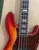 4 Strings Cherry Sunburst Electric Bass Guitar com Pickguard de pó de rosa de pérola vermelha personalizável
