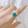 Wedding Rings ins style love zirkon huwelijksaanzoek diamanten ring voor vrouwen paar vergulde open persoonlijkheidslicht luxe
