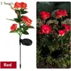 Head Solar Rose Flower Light IP65 Waterproof Lawn Lamp LED Garden For Patio Courtyard Pathway Christmas Wedding Decor