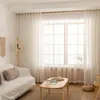 Cortina Cortinas Tul Hilo de lino Rayas verticales Dormitorio Sala de estar Decoración Personalizada Simple Japonés Acabado Blanco